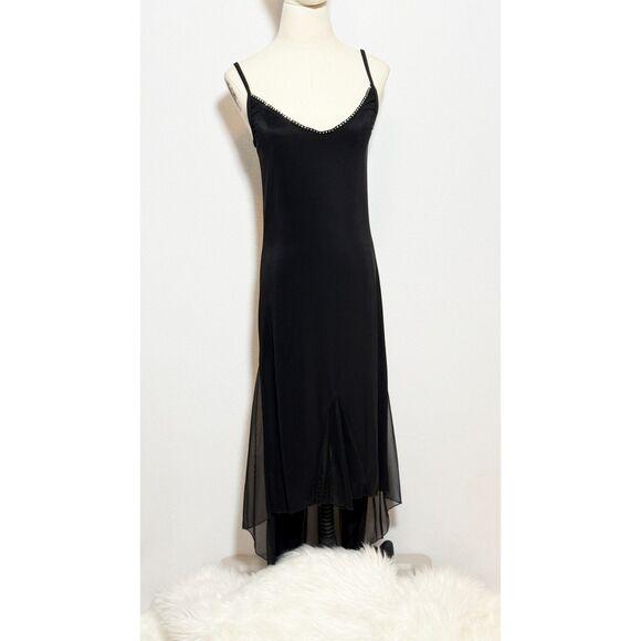 Vintage | Carabella | Black Whimsigoth Rhinestone | Asymetrical Hem | Sz L - Picture 1 of 5